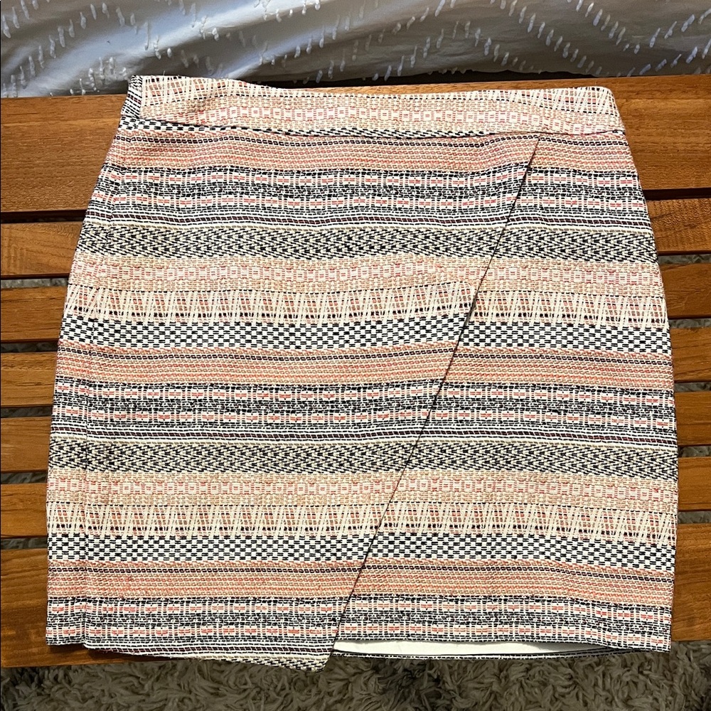 LOFT Striped Pink and Black Mini Skirt